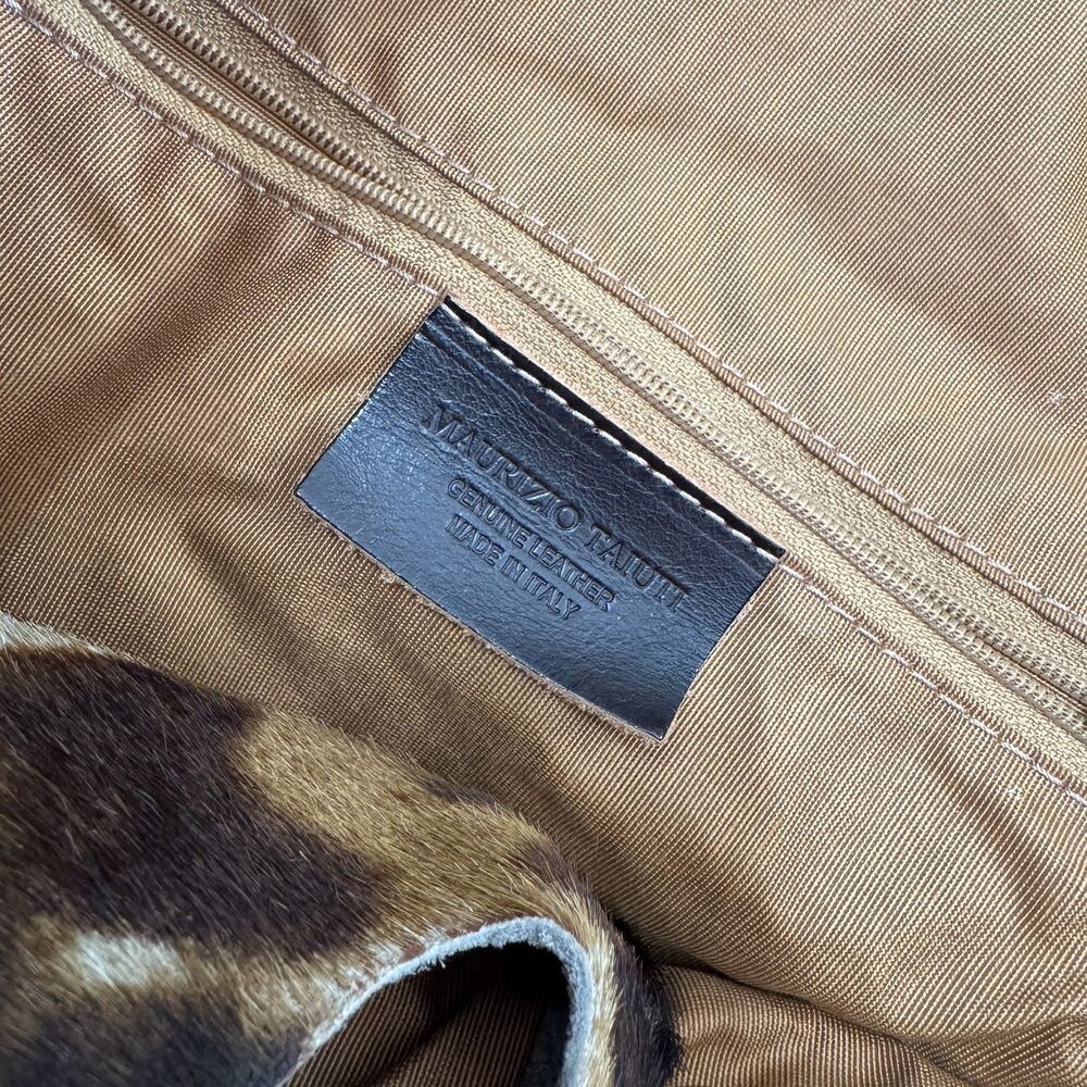 Maurizio Taiuti GENUINE LEATHER COWHIDE CALF HAIR Tote Handbag MADE IN ITALY - Picture 3 of 16